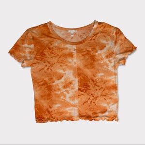 Abound (x) Scoop Neck Tie Dye Crop Top in Orange & White